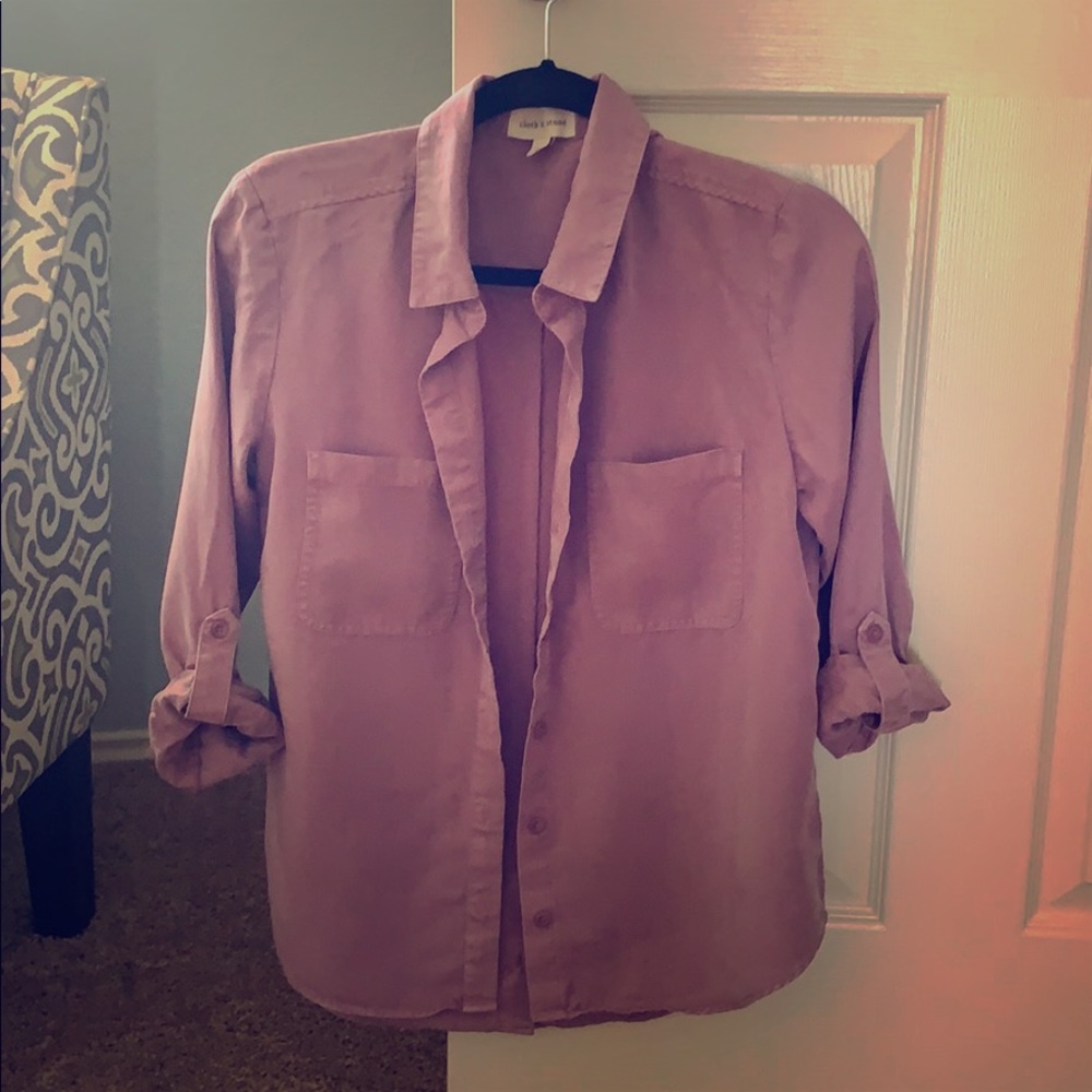 Anthro cloth & stone tensel button up purple